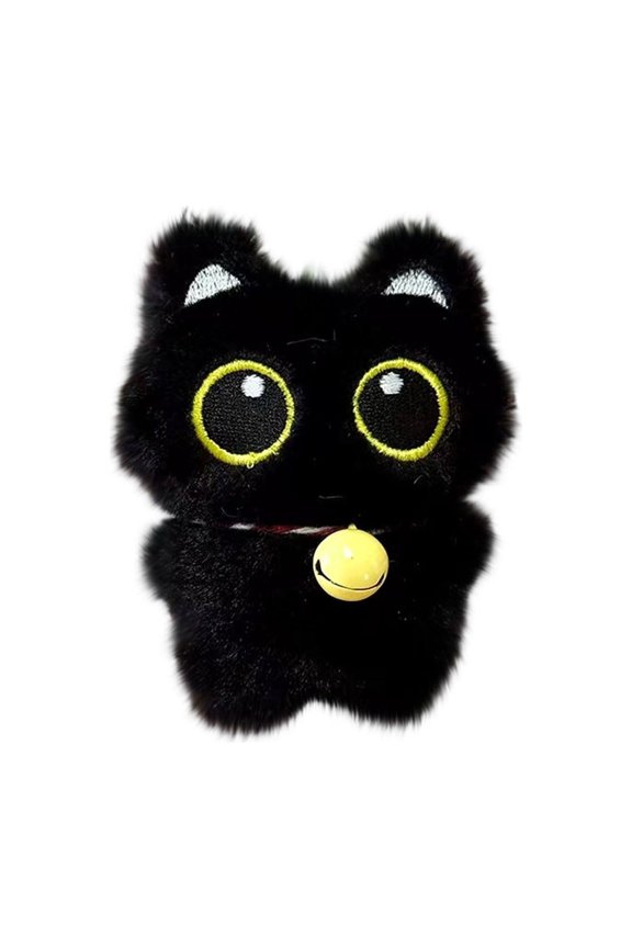 Cute Big-Eyed White Plush Pendant Keychain, Adorable Handcrafted Ornament with Embroidered Smile, Floppy Ears, Soft Velour Material, Perfect for Gifts, Daily Accessories