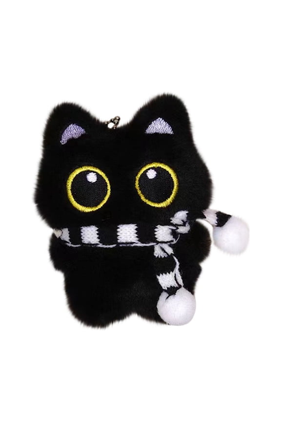 Cute Big-Eyed White Plush Pendant Keychain, Adorable Handcrafted Ornament with Embroidered Smile, Floppy Ears, Soft Velour Material, Perfect for Gifts, Daily Accessories