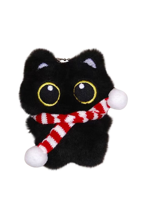 Cute Big-Eyed White Plush Pendant Keychain, Adorable Handcrafted Ornament with Embroidered Smile, Floppy Ears, Soft Velour Material, Perfect for Gifts, Daily Accessories