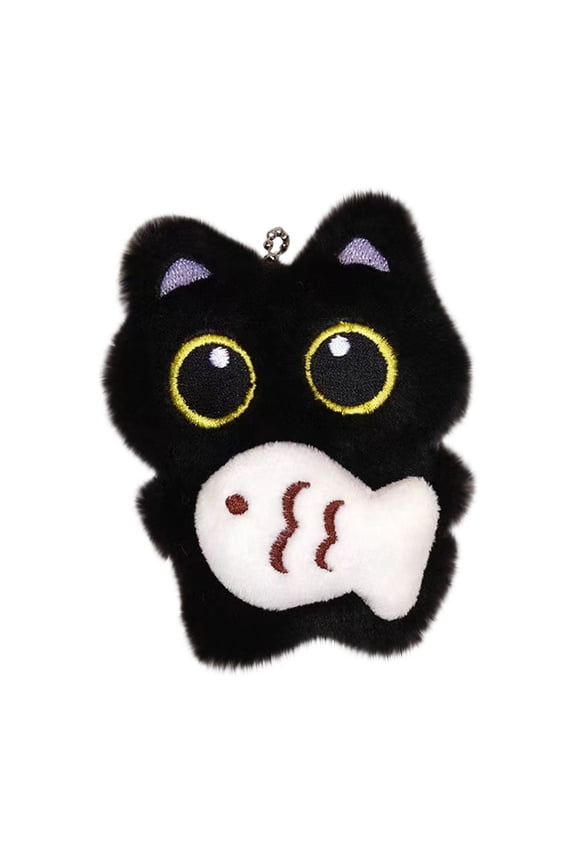 Cute Big-Eyed White Plush Pendant Keychain, Adorable Handcrafted Ornament with Embroidered Smile, Floppy Ears, Soft Velour Material, Perfect for Gifts, Daily Accessories