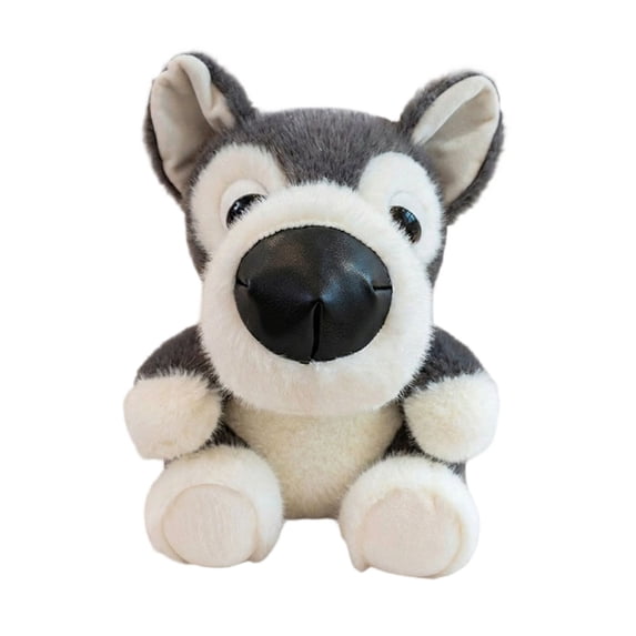 Cute Big Head Dog Plush Toy, Soft Stuffed Animal Doll for Hugging, Adorable Companion Plushies for Home Decoration and Gift 5inch Dark Gray