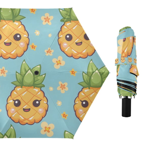 Cute Big Pineapple Compact Sun Umbrella Windproof Travel Umbrellas for Rain Strong Portable UV Protection