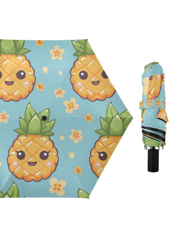 Cute Big Pineapple Compact Sun Umbrella Windproof Travel Umbrellas for Rain Strong Portable UV Protection