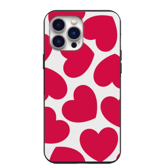 Cute Big Red Hearts Valentine Themed Design Phone Case for 17 16 15 14 13 12 11 Pro Max