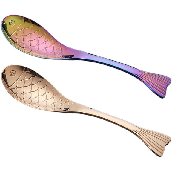 Cute Big Soup Spoon Stainless Steel Spoon Kawaii Tableware Fish Shape Dinner Serving Soup Scoop Cutlery For Soup Ice Cream
