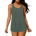 thumbnail image 1 of Cute Bikinis for Women Women's Matching Three Piece Tankini Set with Racerback Tank Tops and High Waist Swim Bottoms for Comfortable Swimwear Outfits Green XL, 1 of 8