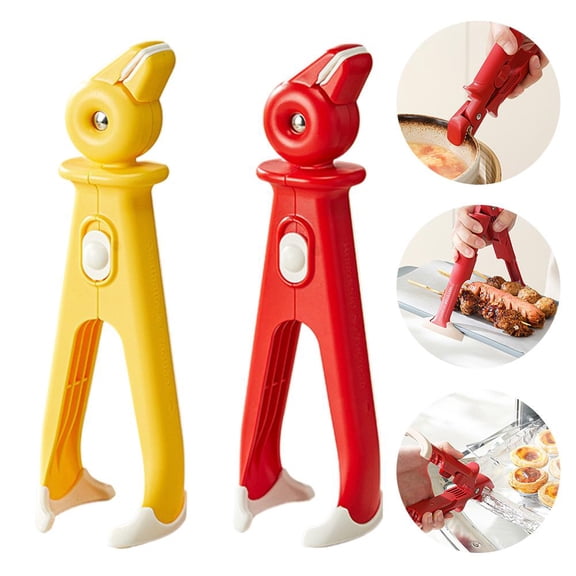 Cute Bird Anti-Scald Bowl Gripper, Silicone Hot Plate Retriever Tongs for Microwave & Steamer, Non-Slip Pot Lifter Kitchen Gadget, Heat Resistant Clip-Red