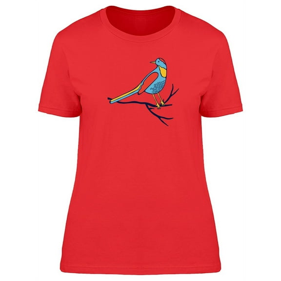 Cute Bird Colorful Doodle T-Shirt Women -Image by Shutterstock, Female Large