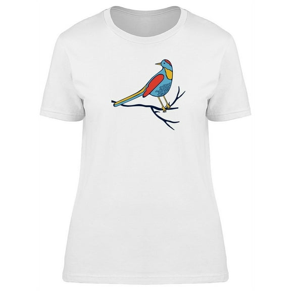 Cute Bird Colorful Doodle T-Shirt Women -Image by Shutterstock, Female Small