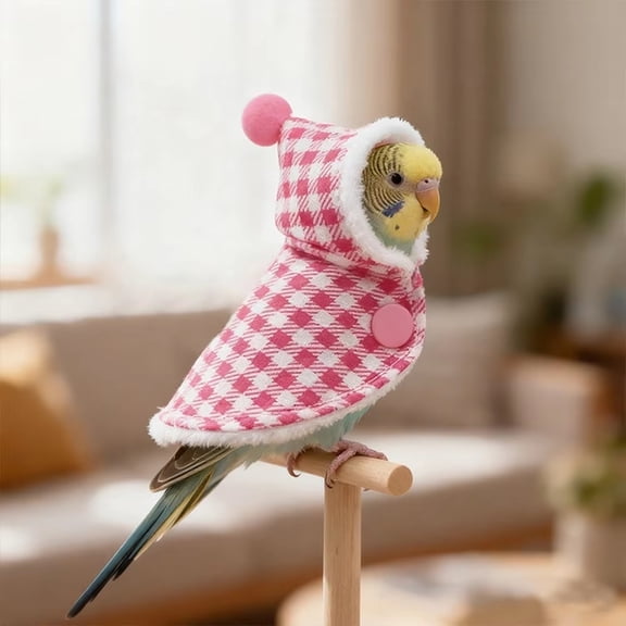 Cute Bird Costume, Parrot Cloak Cosplay Photo Prop, Bird Clothes for Budgerigar, African Greys Parakeet, Conure, Cockatiel, Mynah, Love Birds, Finches (Pink)