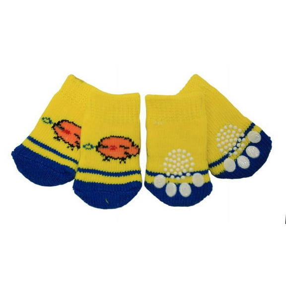 Cute Bird Design Anti-Slip Dog Socks Clean Comfy Paws Pets Puppy S 4pcs