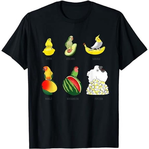Cute Bird Doodles Birb Memes Funny Pet Owner | Parrot Fruits T-Shirt
