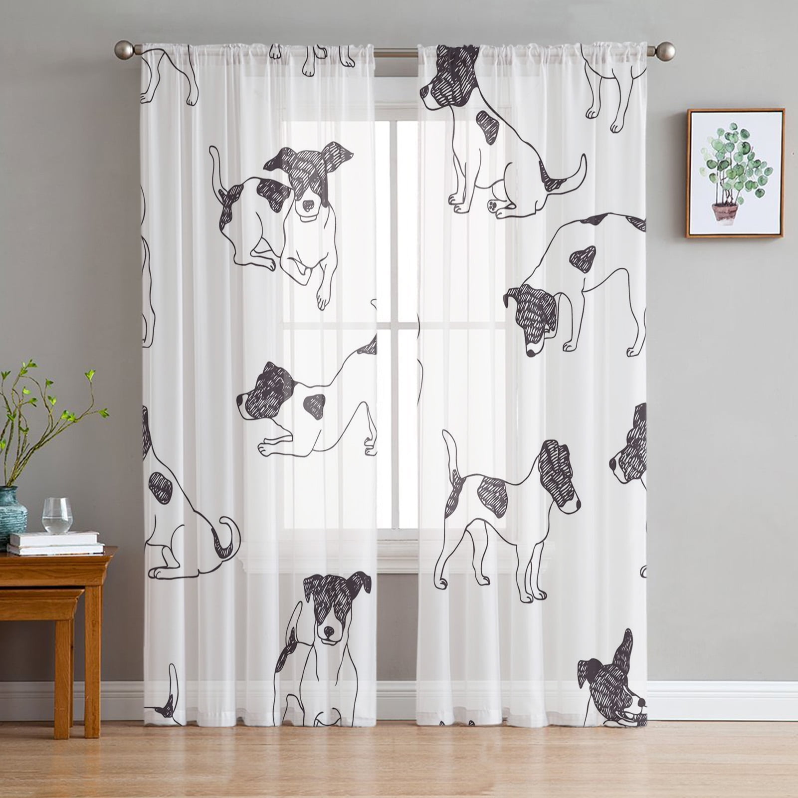 Cute Bird Electric Light Illustration Sheer Curtains for Living Room Cute Bird Electric Light Illustration Sheer Curtains for Living Room