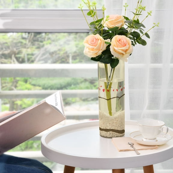 Cute Bird Family Plastic Vase 11.8'' x 3.9'' Transparent Non Breakable Decorative for Family