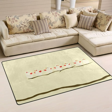 Cute Bird Family Soft Polyester Area Rug 31''x20'', Non Slip, Memory Foam, Water Absorbent