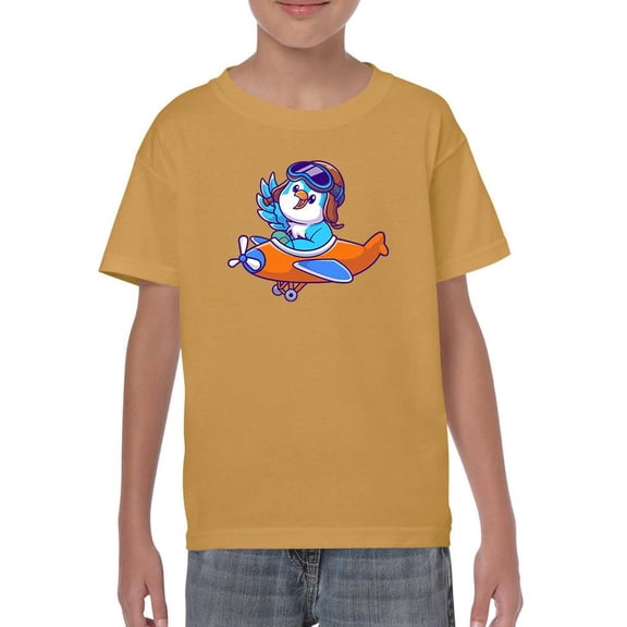 Cute Bird On Airplane T-Shirt Juniors -Image by Shutterstock, Medium