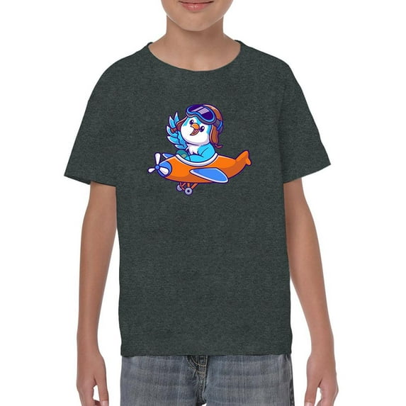 Cute Bird On Airplane T-Shirt Juniors -Image by Shutterstock, Small