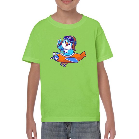 Cute Bird On Airplane T-Shirt Juniors -Image by Shutterstock,  x-Small