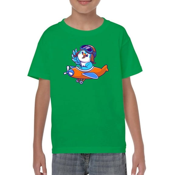 Cute Bird On Airplane T-Shirt Juniors -Image by Shutterstock, x-Small