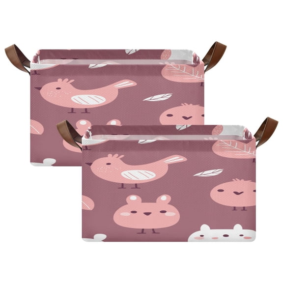 Cute Bird Pattern 16.9x11.4x10in Foldable Open Home Storage Bins Durable Water Resistant Shelf Baskets