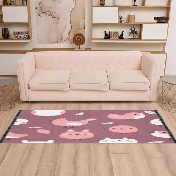 Cute Bird Pattern 72x23.5" Bedroom Runner Rug, Durable and Non-Slip for Hallways and Living Rooms