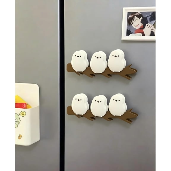 Cute Bird Shaped Bag Clips - Magnetic Refrigerator Clips for Food Storage, Reusable Snack Sealer for Chips, Bread, Coffee Bags (6 Pack) P