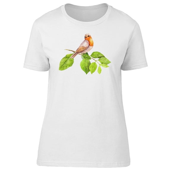 Cute Bird & Summer Branch T-Shirt Women -Image by Shutterstock, Female Small