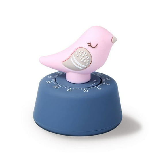 Cute Bird Timer, Mechanical Kitchen Visual Timer for Kids, Wind Up 60 Minutes Manual Countdown Timer for Classroom, Home, Study and Cooking (Pink Bird)