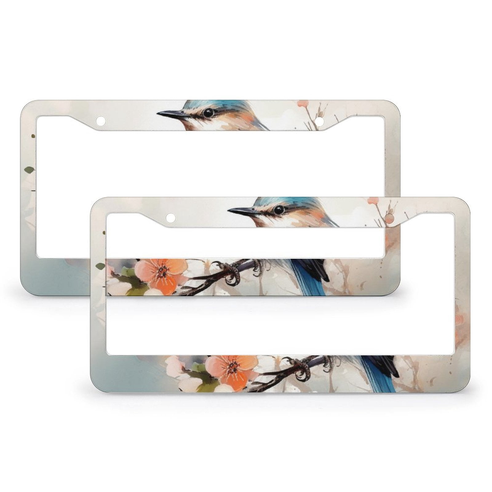 A Cute Bird On A Tree Branch License Plate Frame 2 PCS Branch Birds ...