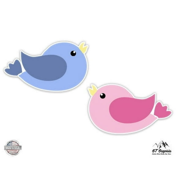 Cute Birds - 3" Each Vinyl Stickers - For Car Laptop I-Pad - Waterproof Decal