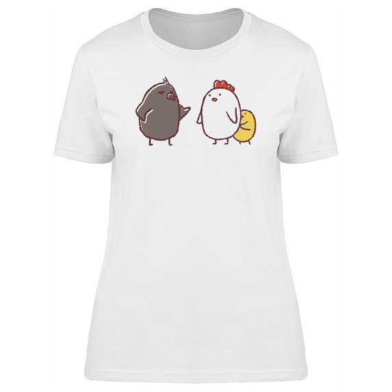Cute Birds Argue Cartoon Tee Women's -Image by Shutterstock