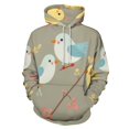 thumbnail image 1 of Cute Birds Floral Pattern(2) Men's Women Vintage 3D Hooded Sweatshirt - All-Season Loose Fit Streetwear, 1 of 6