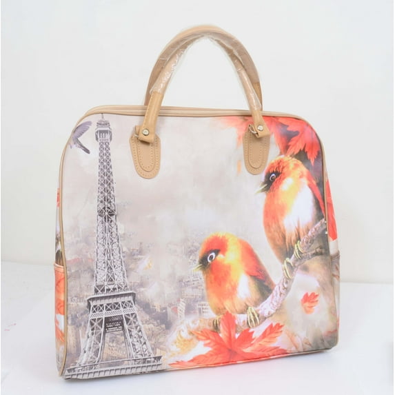 Cute Birds Large Colorful Overnight Weekend Crossbody Carry-on Tote