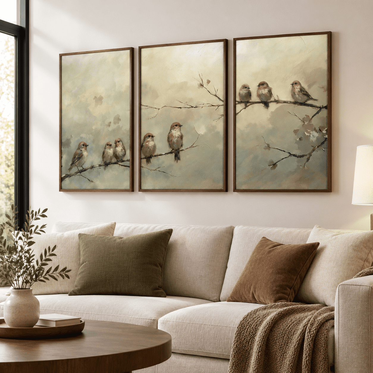 Cute Birds Wall Art 16''x24''x3 Framed Canvas Print for Living Room ...