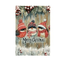 Cute Birds in Christmas Garden Flag House Banner 12" x 18" Double Sided Outdoor Yard Decoration