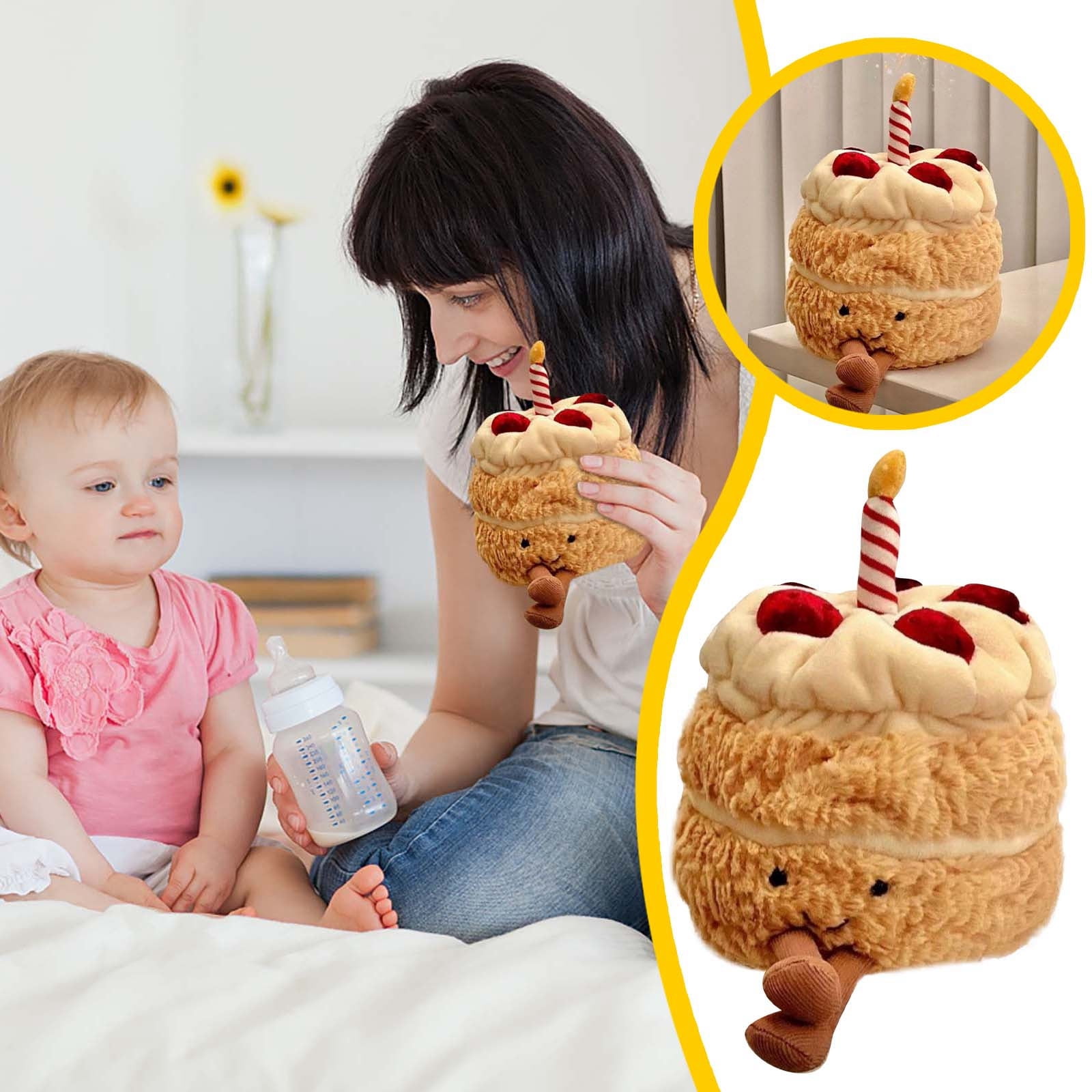 Cute Birthday Cake Toy Soft And Funny Cake Pillow Stuffed Animal