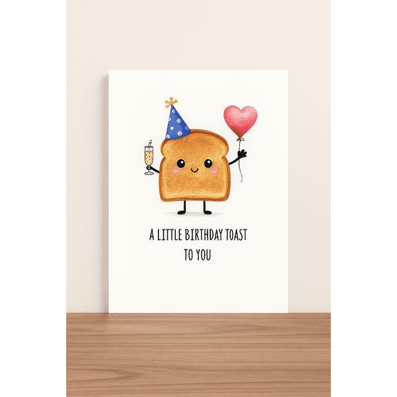 Cute Birthday Card with Toast Character "A Little Birthday Toast to You" Perfect for Celebrating Friends and Family Birthdays, Envelope Included