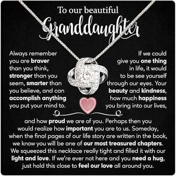 Cute Birthday Gift for Granddaughter from Grandmother, Love Knot Necklace for Granddaughter, Granddaughter Gifts from Grandma and Grandpa, To My Granddaughter Necklace Gift