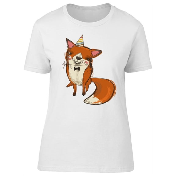 Cute Birthday Red Fox Cartoon Tee Women's -Image by Shutterstock