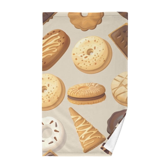 Cute Biscuits Hand Towel Cotton Bath Towel Large Face Towels Absorbent for Bathroom Home Hotel