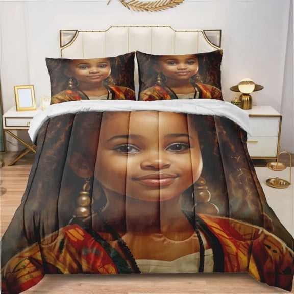Cute Black African Girl (3) Comforter Set Bedding Set Duvet Set Set 3pcs Twin Size