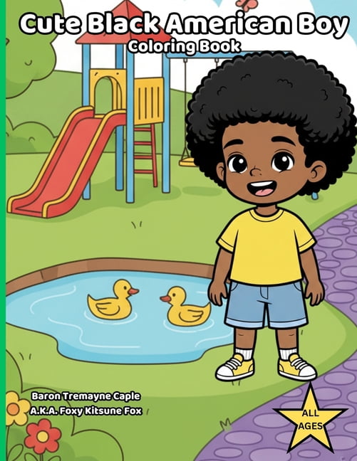 Cute Black American Boy Coloring Book, (Paperback)