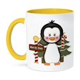 thumbnail image 1 of 3dRose, Cute Black and White Penguin With Christmas Trees and Candy Canes, 15oz Two-Tone Yellow Mug, 1 of 7