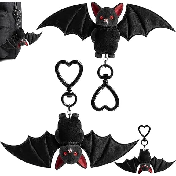Cute Black Bat Baby Keychain, 2-In-1 Transformable Plush Bat Keychain Design Animal Charm Gifts for Goth Enthusiasts(2PCS)Q