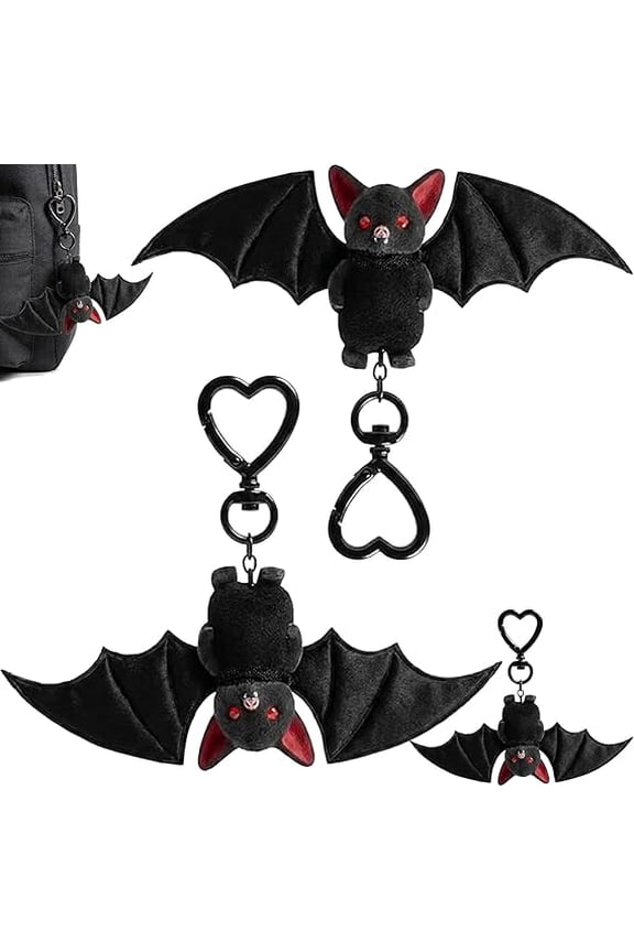 Cute Black Bat Baby Keychain, 2-In-1 Transformable Plush Bat Keychain Design Animal Charm Gifts for Goth Enthusiasts(2PCS)Q