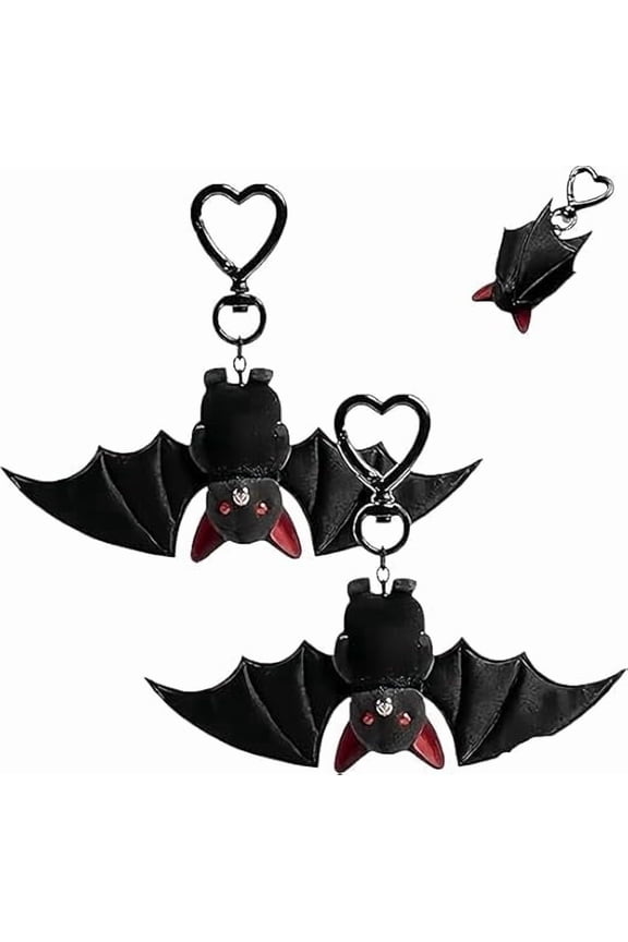 Cute Black Bat Baby Keychain, 2-in-1 Transformable Plush Bat Keychain Design, Animal Charm Gift for Goth Lovers, Halloween Accessory(2PCS)