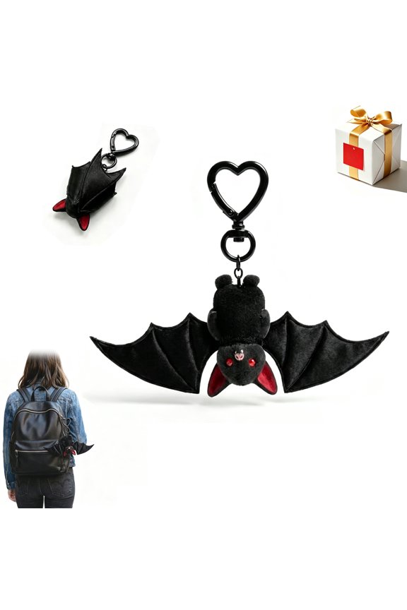 Cute Black Bat Keychain,2-In-1 Transformable Plush Bat Keychain, Gothic Inverted Flying/Sleeping Modes Bag Charm