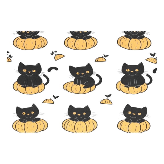 Cute Black Cat 12x18in Heat-Resistant Non-Slip Place Mat, Durable and Wrinkle-Resistant