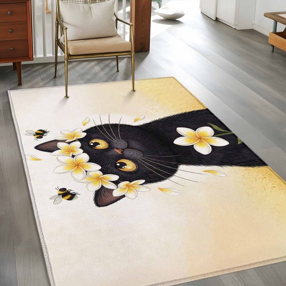 Cute Mini Rugs Cute Black Cat 3x5 Rug for Bedroom Foot of Bed Small Living Room ...