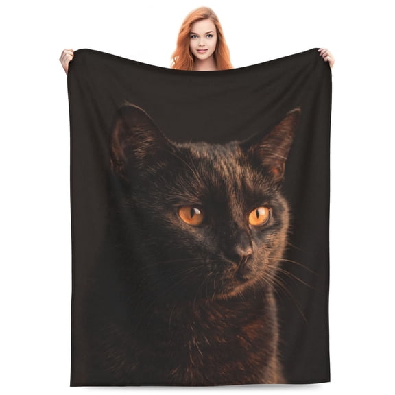 Cute Black Cat Blanket Gifts, Black Cat Flannel Throw Blanket, Soft Fuzzy Cozy Blanket for Cat Lovers, Home, Sofa, Couch, Bed Decor 50x40